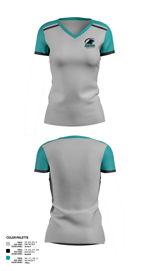 Womens Short Sleeve Vneck Shirt, MidCrest Panthers, , Teamtime, Team time, sublimation, custom sports apparel, team uniforms, spirit wear, spiritwear, sports uniforms, custom shirts, team store, custom team store, fundraiser sports, apparel fundraiser