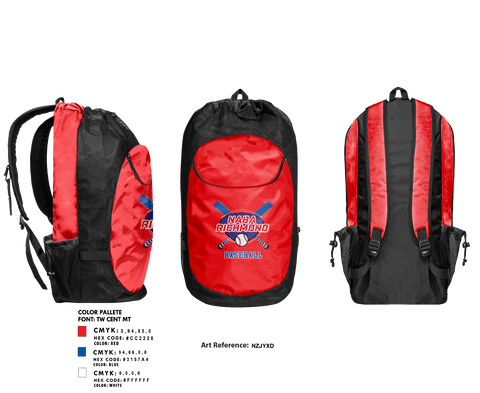 Gear Bag, NABA Richmond Baseball, Baseball, Teamtime, Team time, sublimation, custom sports apparel, team uniforms, spirit wear, spiritwear, sports uniforms, custom shirts, team store, custom team store, fundraiser sports, apparel fundraiser