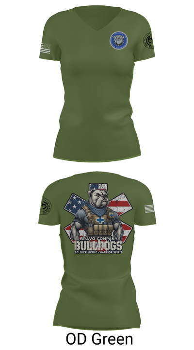 Bravo Company Bulldogs 26926733 Women's Short Sleeve V-neck Shirt - 48