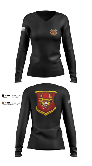 Womens Long Sleeve Vneck Shirt, 3rd Battalion 3rd Marines India Co., , Teamtime, Team time, sublimation, custom sports apparel, team uniforms, spirit wear, spiritwear, sports uniforms, custom shirts, team store, custom team store, fundraiser sports, apparel fundraiser