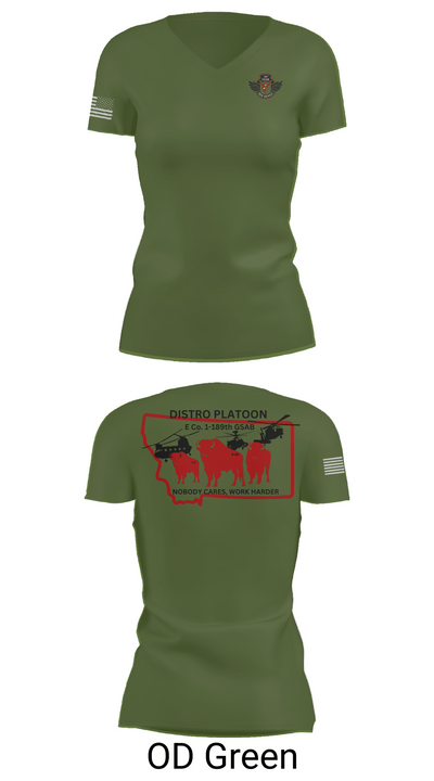 E co. 1-189th 4920111 Women's Short Sleeve V-neck Shirt - 46