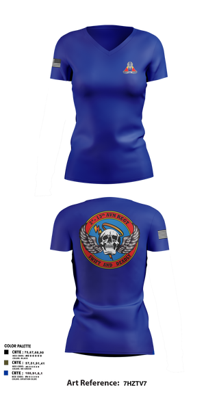 Womens Short Sleeve Vneck Shirt, A Co, 2-13th Aviation Regiment, , Teamtime, Team time, sublimation, custom sports apparel, team uniforms, spirit wear, spiritwear, sports uniforms, custom shirts, team store, custom team store, fundraiser sports, apparel fundraiser
