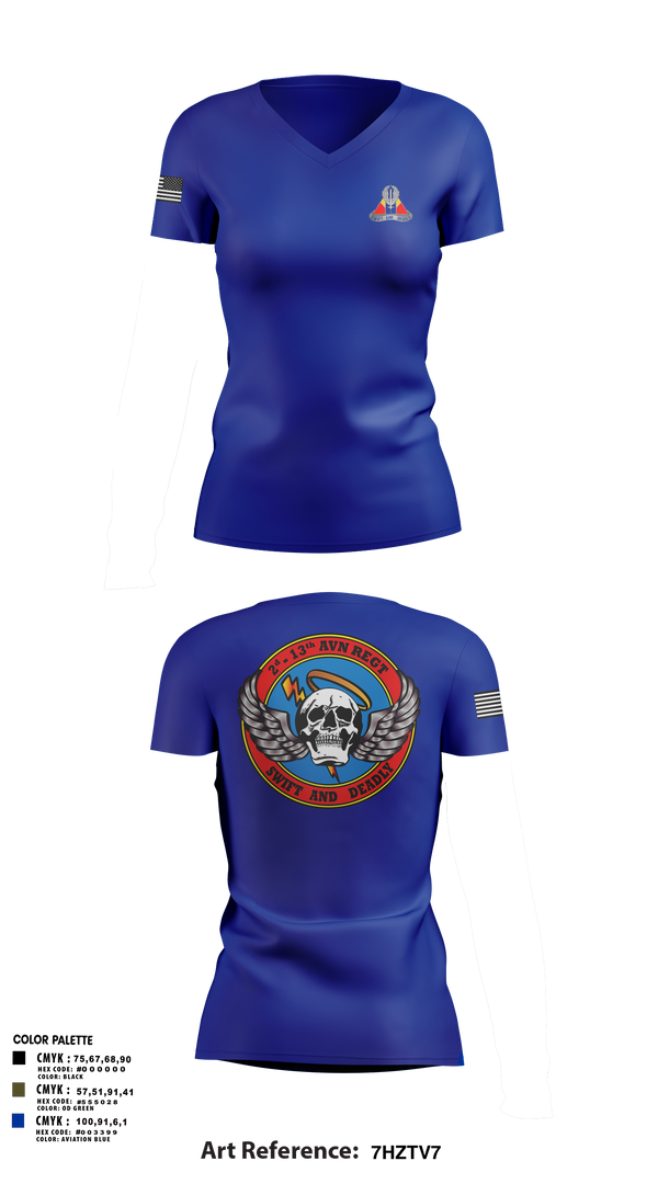 Womens Short Sleeve Vneck Shirt, A Co, 2-13th Aviation Regiment, , Teamtime, Team time, sublimation, custom sports apparel, team uniforms, spirit wear, spiritwear, sports uniforms, custom shirts, team store, custom team store, fundraiser sports, apparel fundraiser
