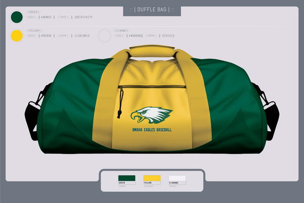 Duffle Bag, Omaha Eagles Baseball, Baseball, Teamtime, Team time, sublimation, custom sports apparel, team uniforms, spirit wear, spiritwear, sports uniforms, custom shirts, team store, custom team store, fundraiser sports, apparel fundraiser