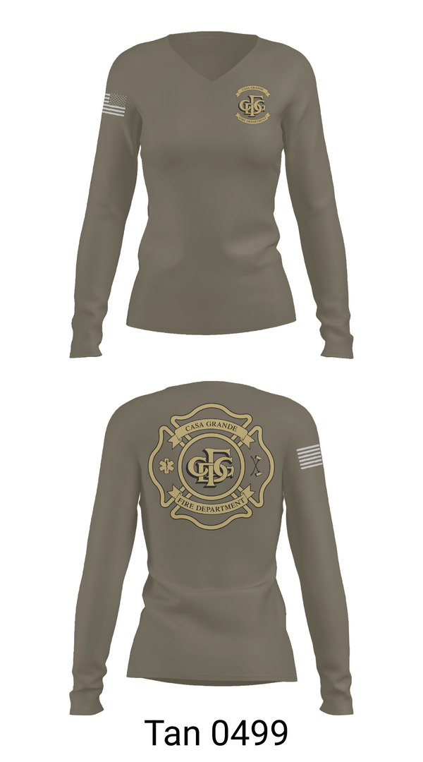 Womens Long Sleeve Vneck Shirt, Casa Grande Fire Department, , Teamtime, Team time, sublimation, custom sports apparel, team uniforms, spirit wear, spiritwear, sports uniforms, custom shirts, team store, custom team store, fundraiser sports, apparel fundraiser