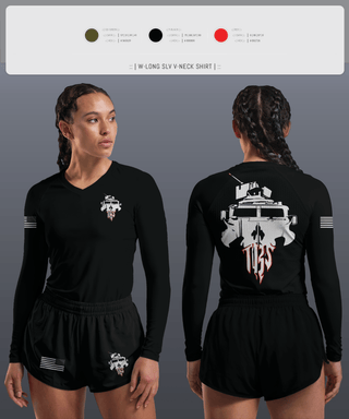 Womens Long Sleeve Vneck Shirt, The Basic School, Marines, Teamtime, Team time, sublimation, custom sports apparel, team uniforms, spirit wear, spiritwear, sports uniforms, custom shirts, team store, custom team store, fundraiser sports, apparel fundraiser