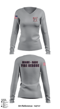 Miami Dade Firehouse Shirts 53092745 Women's Long Sleeve V-neck Shirt - 1