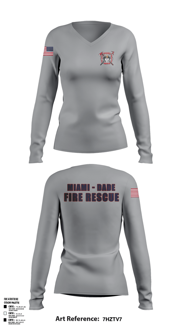 Womens Long Sleeve Vneck Shirt, Miami Dade Firehouse Shirts, , Teamtime, Team time, sublimation, custom sports apparel, team uniforms, spirit wear, spiritwear, sports uniforms, custom shirts, team store, custom team store, fundraiser sports, apparel fundraiser