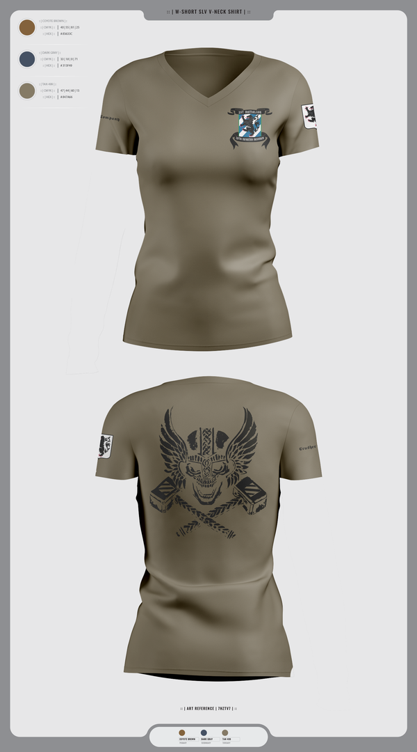 Womens Short Sleeve Vneck Shirt, 1-28 Infantry battalion, , Teamtime, Team time, sublimation, custom sports apparel, team uniforms, spirit wear, spiritwear, sports uniforms, custom shirts, team store, custom team store, fundraiser sports, apparel fundraiser