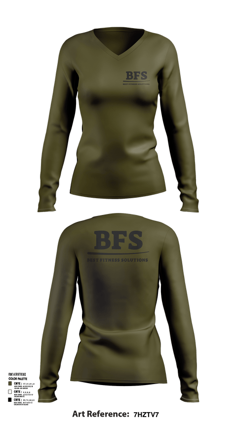 Womens Long Sleeve Vneck Shirt, BEST FITNESS SOLUTIONS, , Teamtime, Team time, sublimation, custom sports apparel, team uniforms, spirit wear, spiritwear, sports uniforms, custom shirts, team store, custom team store, fundraiser sports, apparel fundraiser