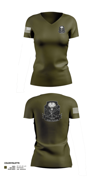 1-153 IN Scout Platoon 12516150 Women's Short Sleeve V-neck Shirt - 6