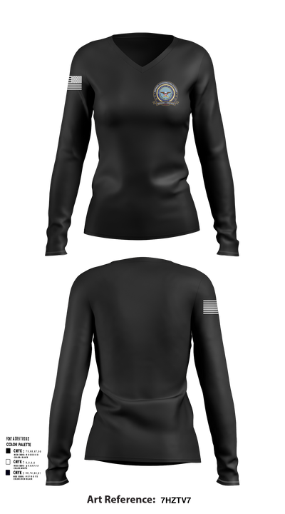 Defense Cortinating Element 97094891 Women's Long Sleeve V-neck Shirt - 107