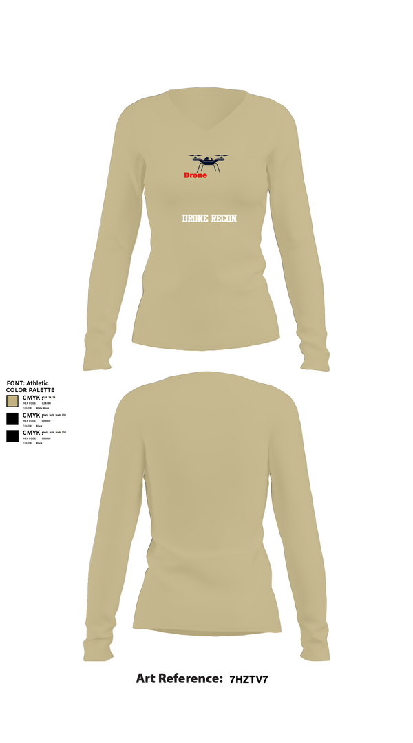 Womens Long Sleeve Vneck Shirt, DRONE RECON, , Teamtime, Team time, sublimation, custom sports apparel, team uniforms, spirit wear, spiritwear, sports uniforms, custom shirts, team store, custom team store, fundraiser sports, apparel fundraiser