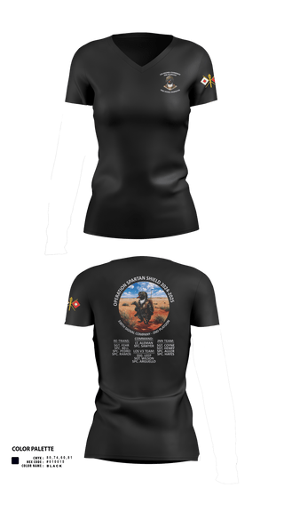 Womens Short Sleeve Vneck Shirt, 338th Signal Company, Army, Teamtime, Team time, sublimation, custom sports apparel, team uniforms, spirit wear, spiritwear, sports uniforms, custom shirts, team store, custom team store, fundraiser sports, apparel fundraiser