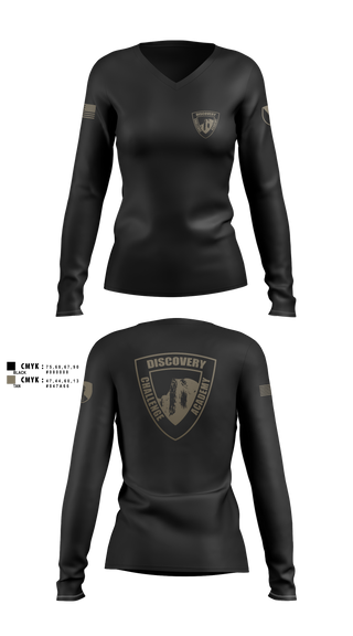 Womens Long Sleeve Vneck Shirt, Discovery ChalleNGe Academy, , Teamtime, Team time, sublimation, custom sports apparel, team uniforms, spirit wear, spiritwear, sports uniforms, custom shirts, team store, custom team store, fundraiser sports, apparel fundraiser