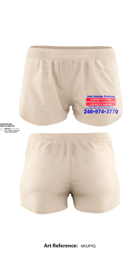 Womens Shorts, Josh Custom Painting, , Teamtime, Team time, sublimation, custom sports apparel, team uniforms, spirit wear, spiritwear, sports uniforms, custom shirts, team store, custom team store, fundraiser sports, apparel fundraiser