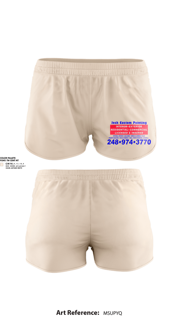 Womens Shorts, Josh Custom Painting, , Teamtime, Team time, sublimation, custom sports apparel, team uniforms, spirit wear, spiritwear, sports uniforms, custom shirts, team store, custom team store, fundraiser sports, apparel fundraiser