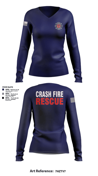 Womens Long Sleeve Vneck Shirt, ISA Air base Fire Dept., Fire Department, Teamtime, Team time, sublimation, custom sports apparel, team uniforms, spirit wear, spiritwear, sports uniforms, custom shirts, team store, custom team store, fundraiser sports, apparel fundraiser