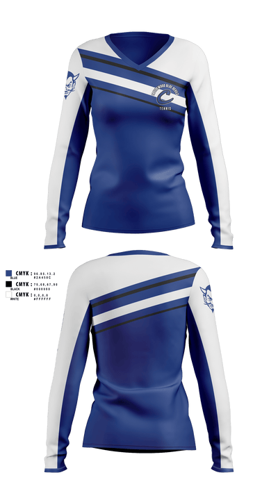 Castlewood Blue Devils 24423856 Women's Long Sleeve V-neck Shirt - 1