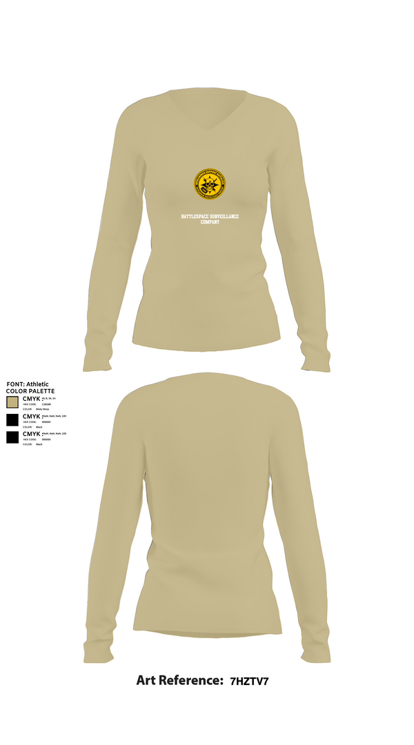 Womens Long Sleeve Vneck Shirt, Battlespace Surveillance Company, , Teamtime, Team time, sublimation, custom sports apparel, team uniforms, spirit wear, spiritwear, sports uniforms, custom shirts, team store, custom team store, fundraiser sports, apparel fundraiser