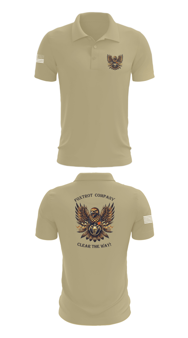 Short Sleeve Performance Polo, Foxtrot Company, 832nd OD BN, Army, Teamtime, Team time, sublimation, custom sports apparel, team uniforms, spirit wear, spiritwear, sports uniforms, custom shirts, team store, custom team store, fundraiser sports, apparel fundraiser