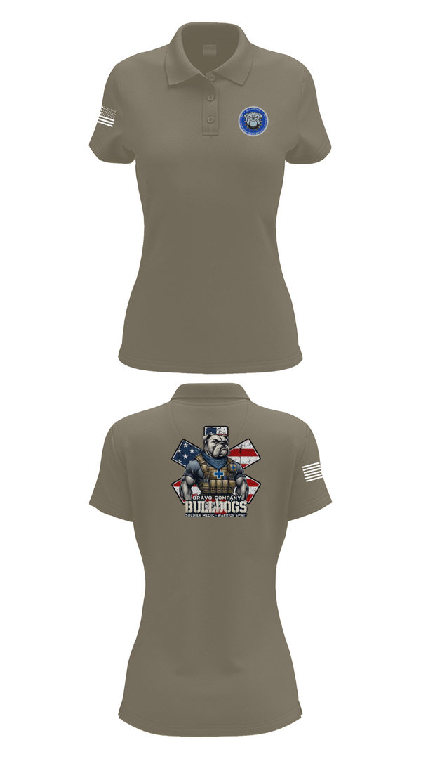 Womens Short Sleeve Performance Polo, Bravo Company Bulldogs, , Teamtime, Team time, sublimation, custom sports apparel, team uniforms, spirit wear, spiritwear, sports uniforms, custom shirts, team store, custom team store, fundraiser sports, apparel fundraiser