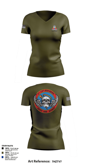 Womens Short Sleeve Vneck Shirt, A Co, 2-13th Aviation Regiment, , Teamtime, Team time, sublimation, custom sports apparel, team uniforms, spirit wear, spiritwear, sports uniforms, custom shirts, team store, custom team store, fundraiser sports, apparel fundraiser