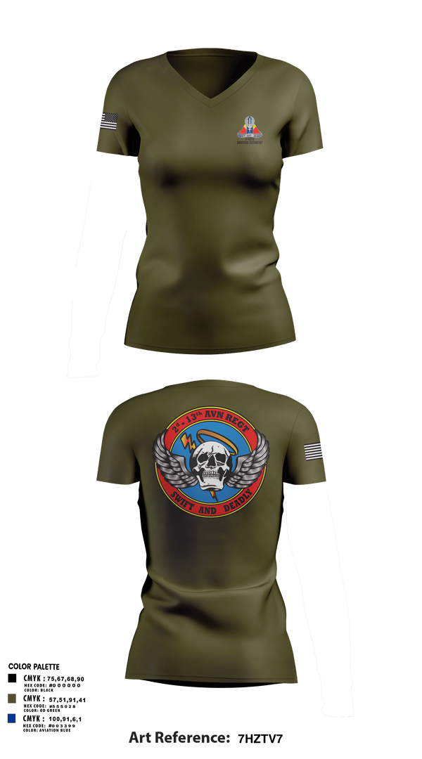 Womens Short Sleeve Vneck Shirt, A Co, 2-13th Aviation Regiment, , Teamtime, Team time, sublimation, custom sports apparel, team uniforms, spirit wear, spiritwear, sports uniforms, custom shirts, team store, custom team store, fundraiser sports, apparel fundraiser
