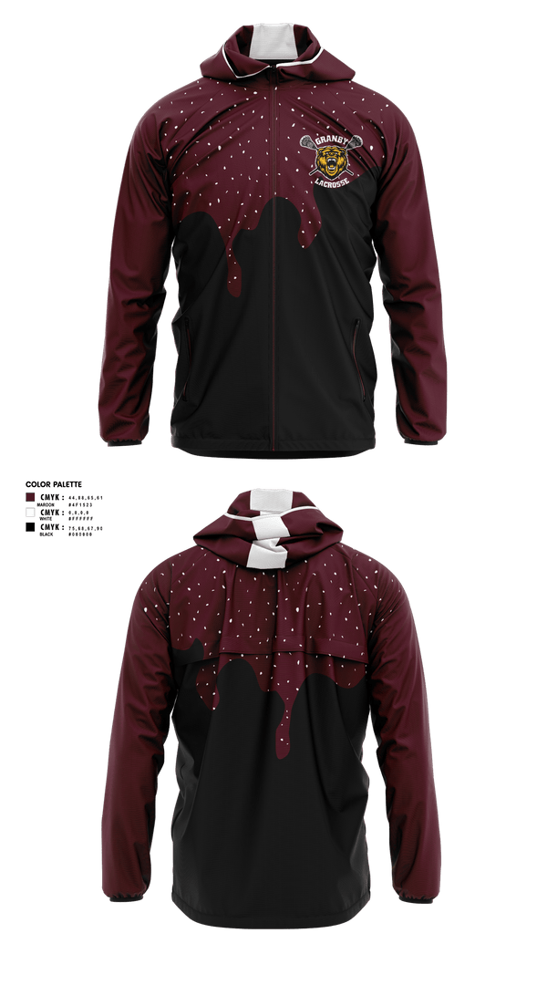 Windbreaker, Granby Youth Lacrosse, Men's Lacrosse, Teamtime, Team time, sublimation, custom sports apparel, team uniforms, spirit wear, spiritwear, sports uniforms, custom shirts, team store, custom team store, fundraiser sports, apparel fundraiser