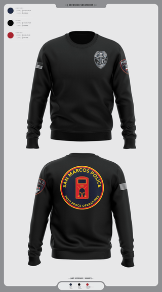 Crew Neck Sweatshirt, San marcos police - field force, Police, Teamtime, Team time, sublimation, custom sports apparel, team uniforms, spirit wear, spiritwear, sports uniforms, custom shirts, team store, custom team store, fundraiser sports, apparel fundraiser