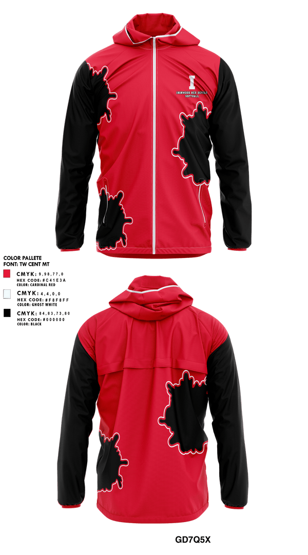 Windbreaker, Ironwood Red Devils Baseball, Softball, Teamtime, Team time, sublimation, custom sports apparel, team uniforms, spirit wear, spiritwear, sports uniforms, custom shirts, team store, custom team store, fundraiser sports, apparel fundraiser