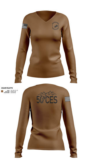Womens Long Sleeve Vneck Shirt, 50 CES, Air Force, Teamtime, Team time, sublimation, custom sports apparel, team uniforms, spirit wear, spiritwear, sports uniforms, custom shirts, team store, custom team store, fundraiser sports, apparel fundraiser