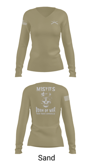 Womens Long Sleeve Vneck Shirt, 4th platoon misfits, Army, Teamtime, Team time, sublimation, custom sports apparel, team uniforms, spirit wear, spiritwear, sports uniforms, custom shirts, team store, custom team store, fundraiser sports, apparel fundraiser