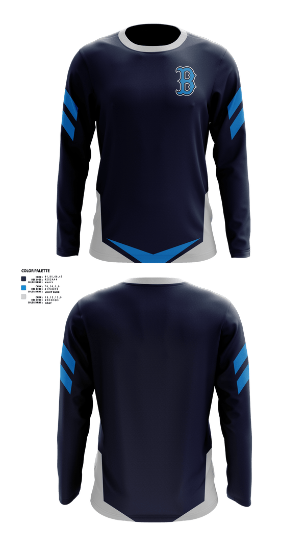 Long Sleeve Performance Shirt, Beacon Bluedemons, Baseball, Teamtime, Team time, sublimation, custom sports apparel, team uniforms, spirit wear, spiritwear, sports uniforms, custom shirts, team store, custom team store, fundraiser sports, apparel fundraiser