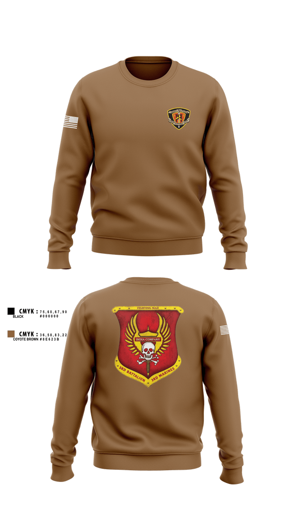 Crew Neck Sweatshirt, 3rd Battalion 3rd Marines India Co., , Teamtime, Team time, sublimation, custom sports apparel, team uniforms, spirit wear, spiritwear, sports uniforms, custom shirts, team store, custom team store, fundraiser sports, apparel fundraiser