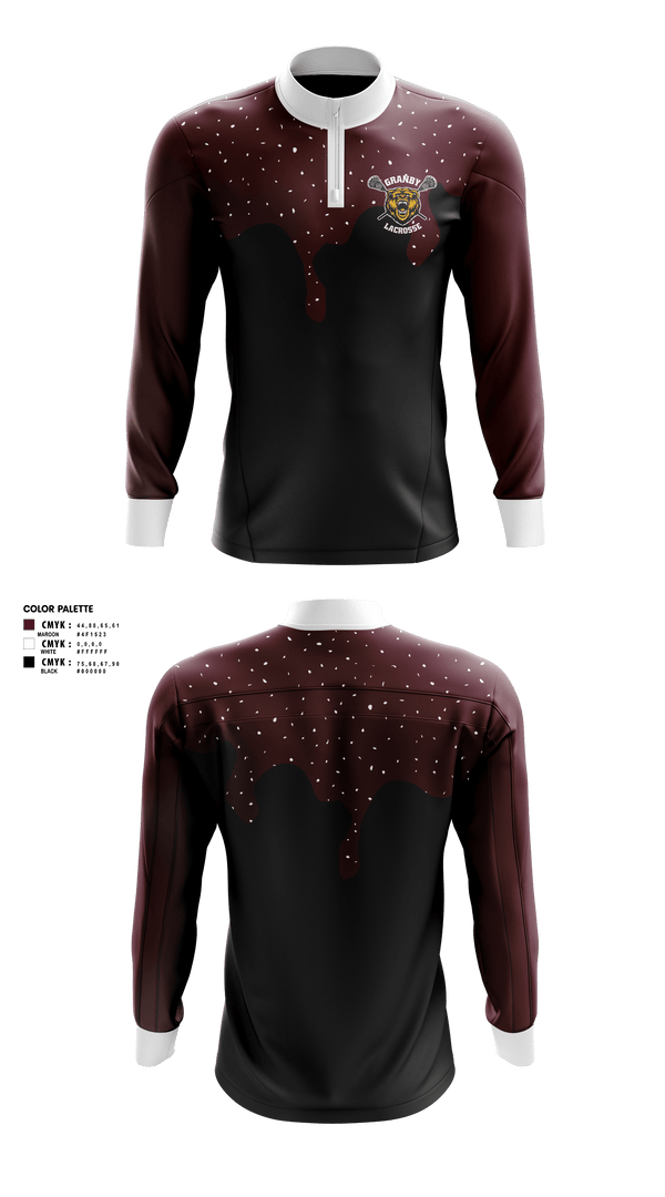 Quarter Zip Jacket, Granby Youth Lacrosse, Men's Lacrosse, Teamtime, Team time, sublimation, custom sports apparel, team uniforms, spirit wear, spiritwear, sports uniforms, custom shirts, team store, custom team store, fundraiser sports, apparel fundraiser