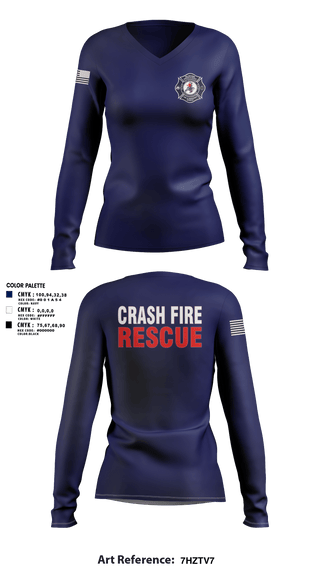 Womens Long Sleeve Vneck Shirt, ISA Air base Fire Dept., Fire Department, Teamtime, Team time, sublimation, custom sports apparel, team uniforms, spirit wear, spiritwear, sports uniforms, custom shirts, team store, custom team store, fundraiser sports, apparel fundraiser