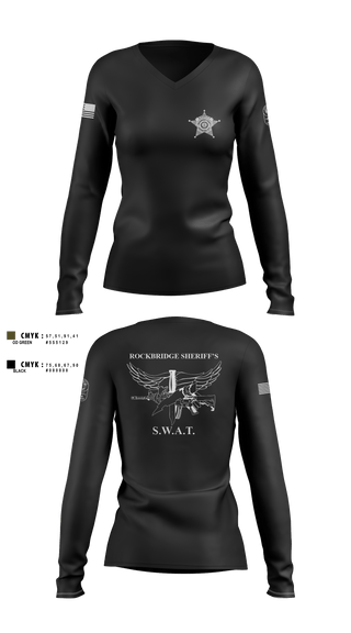 Womens Long Sleeve Vneck Shirt, Rockbridge County SWAT, , Teamtime, Team time, sublimation, custom sports apparel, team uniforms, spirit wear, spiritwear, sports uniforms, custom shirts, team store, custom team store, fundraiser sports, apparel fundraiser