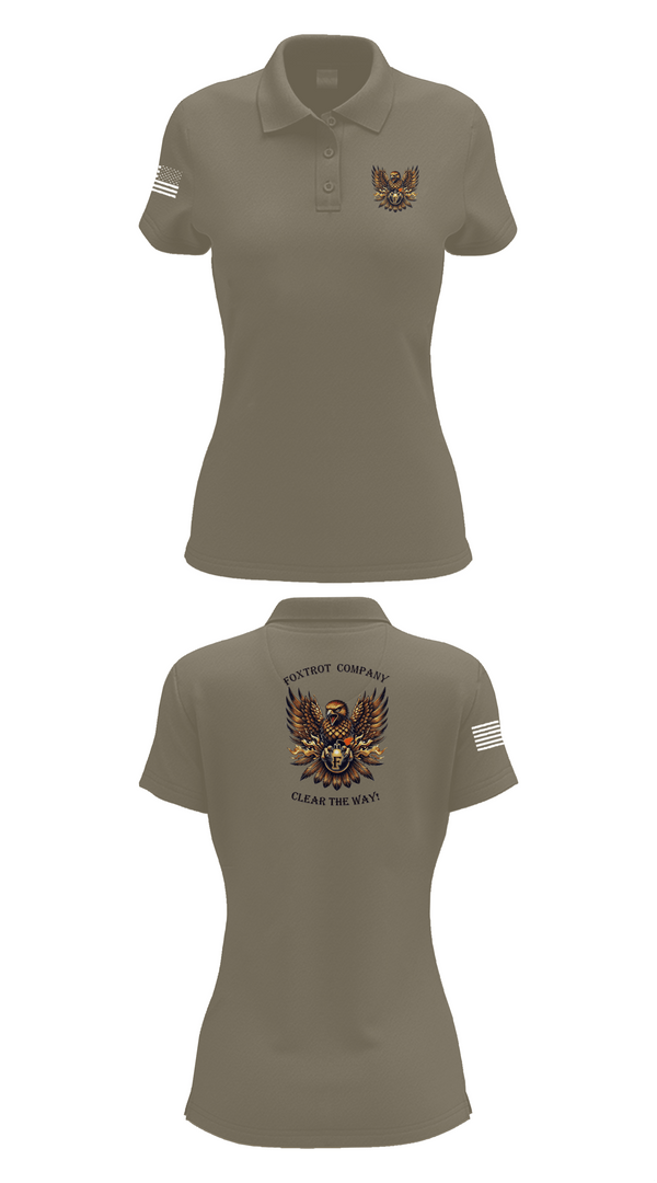 Womens Short Sleeve Performance Polo, Foxtrot Company, 832nd OD BN, Army, Teamtime, Team time, sublimation, custom sports apparel, team uniforms, spirit wear, spiritwear, sports uniforms, custom shirts, team store, custom team store, fundraiser sports, apparel fundraiser