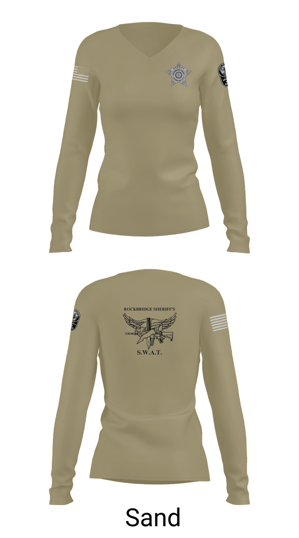Womens Long Sleeve Vneck Shirt, Rockbridge County SWAT, , Teamtime, Team time, sublimation, custom sports apparel, team uniforms, spirit wear, spiritwear, sports uniforms, custom shirts, team store, custom team store, fundraiser sports, apparel fundraiser