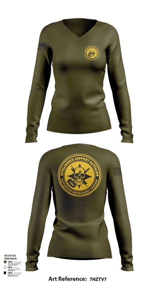 Womens Long Sleeve Vneck Shirt, Battlespace Surveillance Company, , Teamtime, Team time, sublimation, custom sports apparel, team uniforms, spirit wear, spiritwear, sports uniforms, custom shirts, team store, custom team store, fundraiser sports, apparel fundraiser