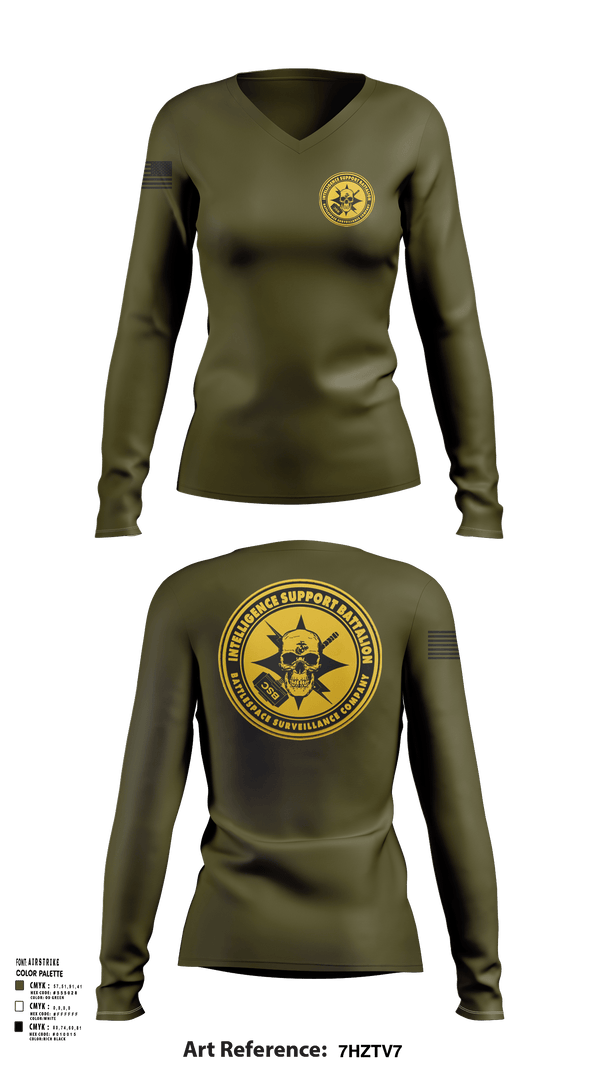 Womens Long Sleeve Vneck Shirt, Battlespace Surveillance Company, , Teamtime, Team time, sublimation, custom sports apparel, team uniforms, spirit wear, spiritwear, sports uniforms, custom shirts, team store, custom team store, fundraiser sports, apparel fundraiser