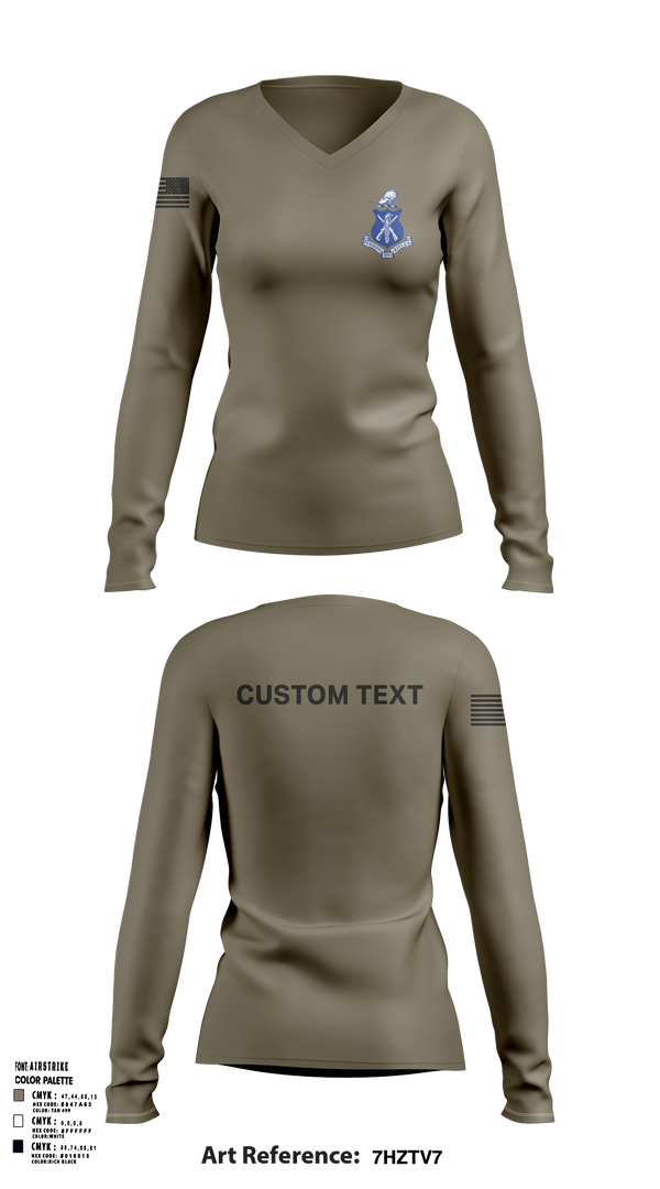 Womens Long Sleeve Vneck Shirt, Pershing Rifles Kilo 8, , Teamtime, Team time, sublimation, custom sports apparel, team uniforms, spirit wear, spiritwear, sports uniforms, custom shirts, team store, custom team store, fundraiser sports, apparel fundraiser