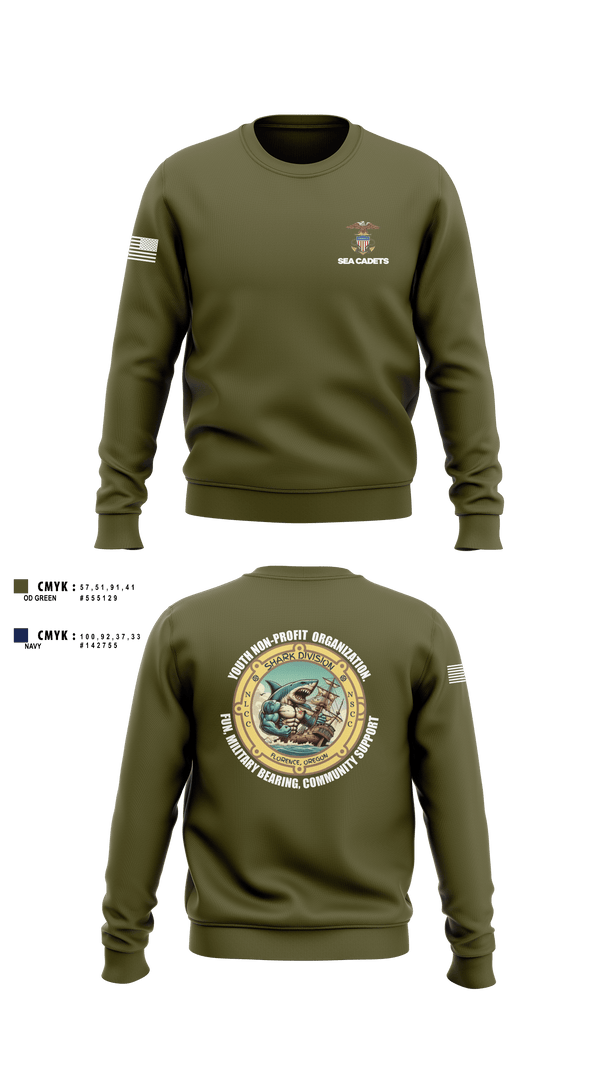 Crew Neck Sweatshirt, US Naval Sea Cadets Shark Division, , Teamtime, Team time, sublimation, custom sports apparel, team uniforms, spirit wear, spiritwear, sports uniforms, custom shirts, team store, custom team store, fundraiser sports, apparel fundraiser
