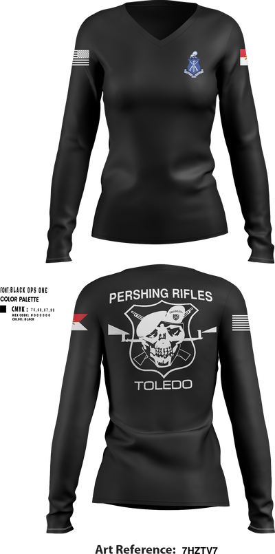 Pershing Rifles Troop L-1 10347059 Women's Long Sleeve V-neck Shirt - 152