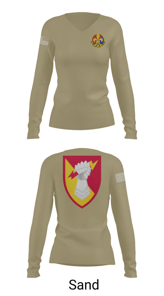 Womens Long Sleeve Vneck Shirt, 38th ADA BDE, Army, Teamtime, Team time, sublimation, custom sports apparel, team uniforms, spirit wear, spiritwear, sports uniforms, custom shirts, team store, custom team store, fundraiser sports, apparel fundraiser