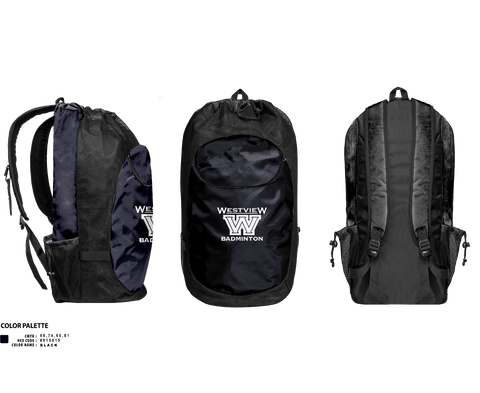 Gear Bag, Westview Badminton, Spirit Store, Teamtime, Team time, sublimation, custom sports apparel, team uniforms, spirit wear, spiritwear, sports uniforms, custom shirts, team store, custom team store, fundraiser sports, apparel fundraiser