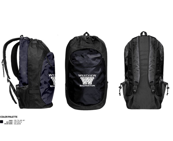 Gear Bag, Westview Badminton, Spirit Store, Teamtime, Team time, sublimation, custom sports apparel, team uniforms, spirit wear, spiritwear, sports uniforms, custom shirts, team store, custom team store, fundraiser sports, apparel fundraiser