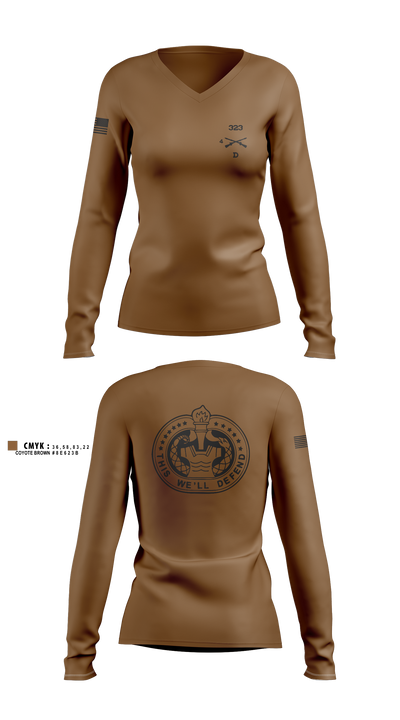 D 4-323 7608316 Women's Long Sleeve V-neck Shirt - 8