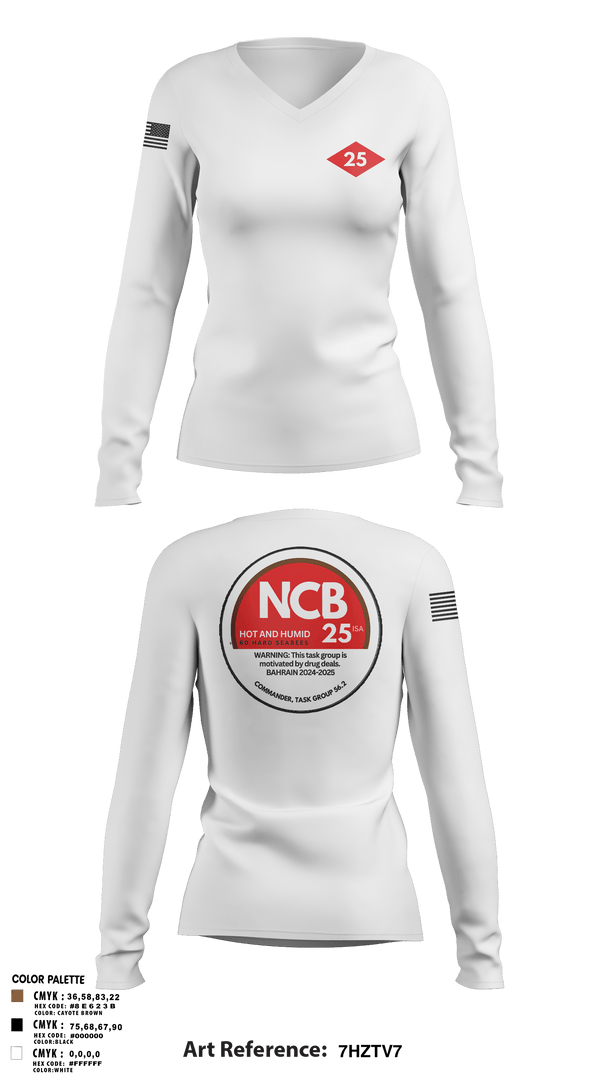 Womens Long Sleeve Vneck Shirt, NMCB 25 CTG 56.2, Navy, Teamtime, Team time, sublimation, custom sports apparel, team uniforms, spirit wear, spiritwear, sports uniforms, custom shirts, team store, custom team store, fundraiser sports, apparel fundraiser